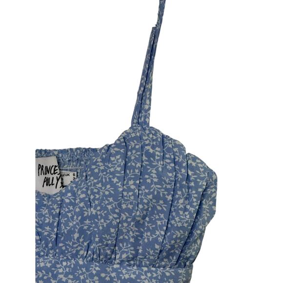 Princess Polly Tiarnie Top Blue Floral Print Size 2 - Picture 4 of 7